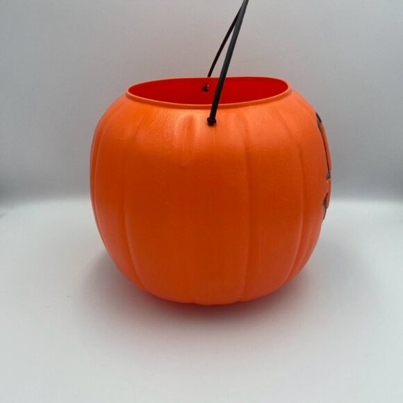 Vtg Blow Mold Pumpkin Jack o Lantern Candy Pail General Foam Plastics USA - Picture 7 of 10